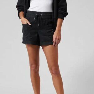 Athleta Cabo Linen 4" Shorts Women's Black Size 14 Lightweight Summer Beach